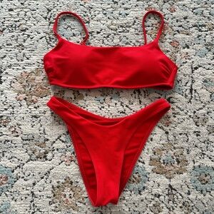 Abercrombie & Fitch Ribbed Red Bikini Set | S Top - XS Bottoms